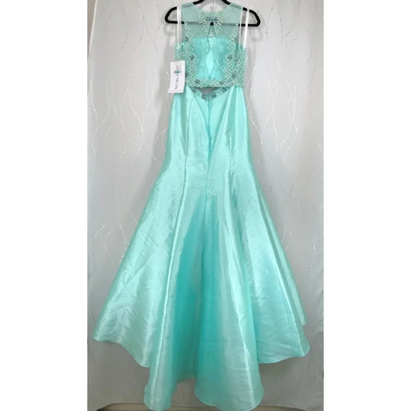 NWT Rachel Allan Mint Two Piece Formal Gown $398 - Picture 8 of 12